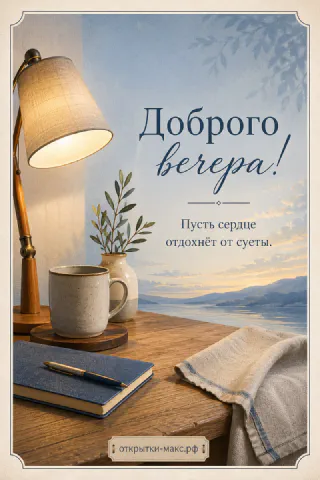 Настольная лампа, серая кружка чая и синий блокнот на деревянном столе с видом на озеро