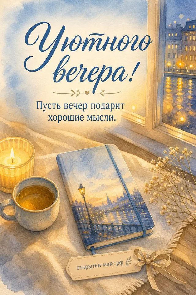 Раскрытая книга с лавандой, золотая свеча и чашка чая на фиолетовом фоне — вариант 7