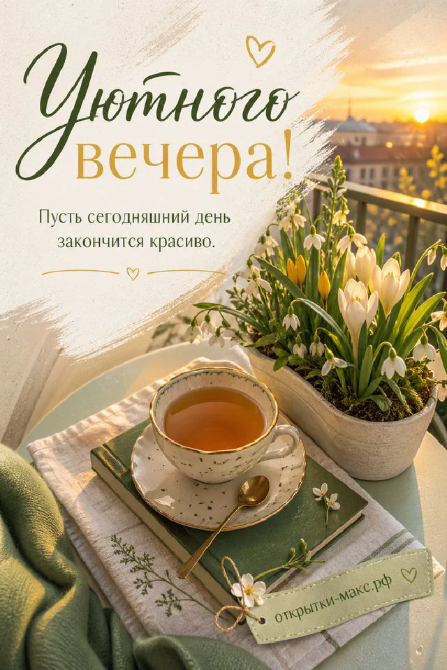 Акварельная открытка с букетом лаванды у горящей свечи в стеклянном подсвечнике — вариант 4