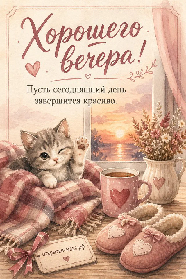 Открытка с надписью на фоне лаванды, рядом свеча и книга лилового цвета — вариант 2