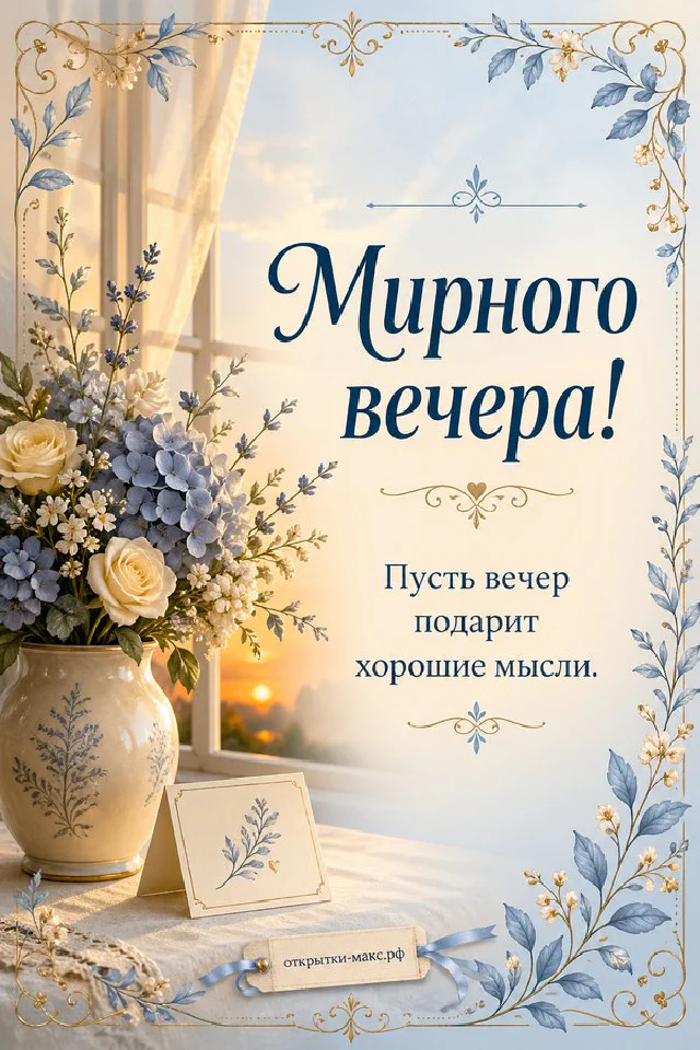 Большая кружка с улыбающейся мордочкой, печенье и горящая свеча на бежевом подносе с синим пледом — вариант 4