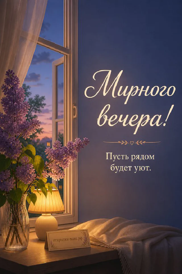 Ваза с сухими ветками и свеча на подоконнике в персиковом свете с видом на вечерний город — вариант 2