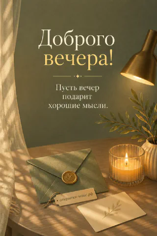 Зелёный конверт с золотым сургучом, свеча в стеклянном стакане и настольная лампа