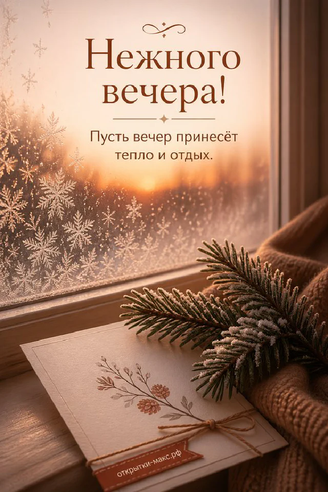 Большая чашка ромашкового чая с тегом-сердечком у тёмного окна со звёздами, рядом настольная лампа — вариант 5