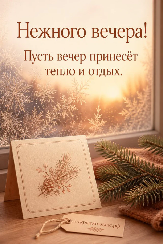 Большая чашка ромашкового чая с тегом-сердечком у тёмного окна со звёздами, рядом настольная лампа — вариант 8