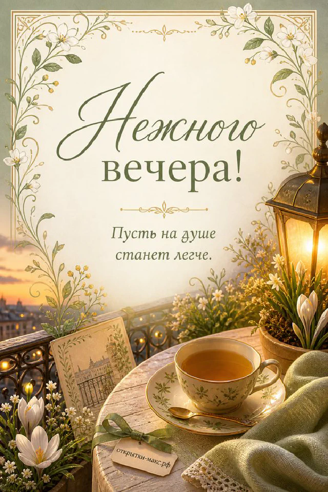 Рифлёная зелёная свеча на деревянном подоконнике с зимними ветками и открыткой-ёлочкой, снежный вид за окном — вариант 5