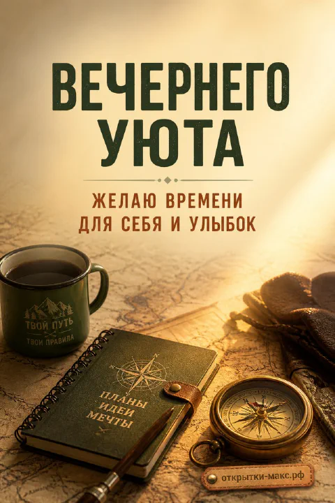 Окно с тёплым светом, чашка ромашкового чая и первые звёзды за стеклом