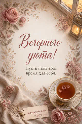 Фарфоровая чашка с чаем, нежные розовые розы и золотой фонарь на бежевом фоне с цветочными ветками