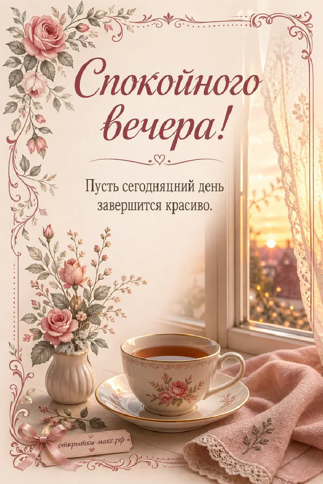 Белый фонарь со свечой среди розовых осенних веток и акварельных листьев — вариант 3
