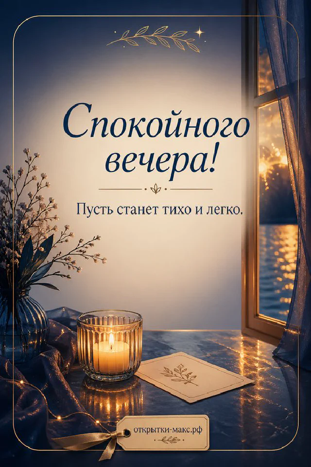 Блокнот с веточкой, горящая свеча в стакане и гирлянда у дождливого окна ночью — вариант 4
