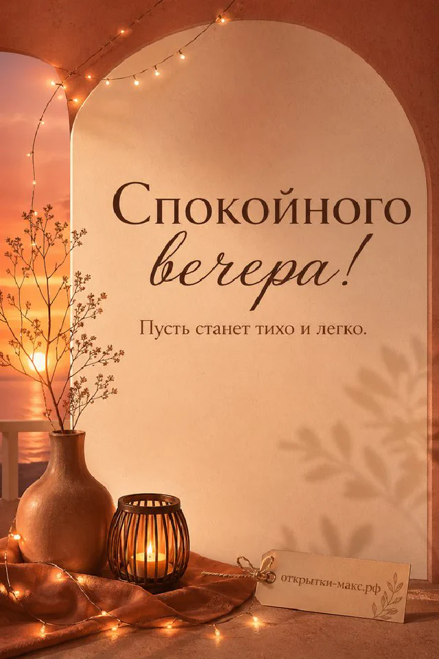 Блокнот с веточкой, горящая свеча в стакане и гирлянда у дождливого окна ночью — вариант 8