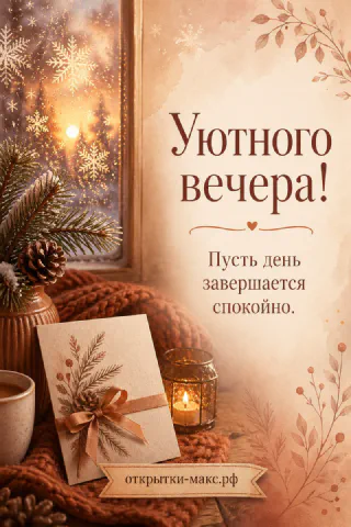 Горящая свеча в стеклянном подсвечнике с еловыми ветками и снегом за окном