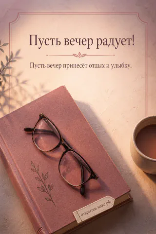 Розовая книга с ботаническим тиснением и очки в коричневой оправе, кружка чая на пастельном фоне