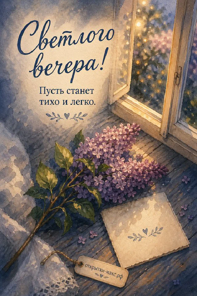 Вязаные рукавицы и кружка какао с маршмеллоу у окна со снежным узором, старинная лампа — вариант 3