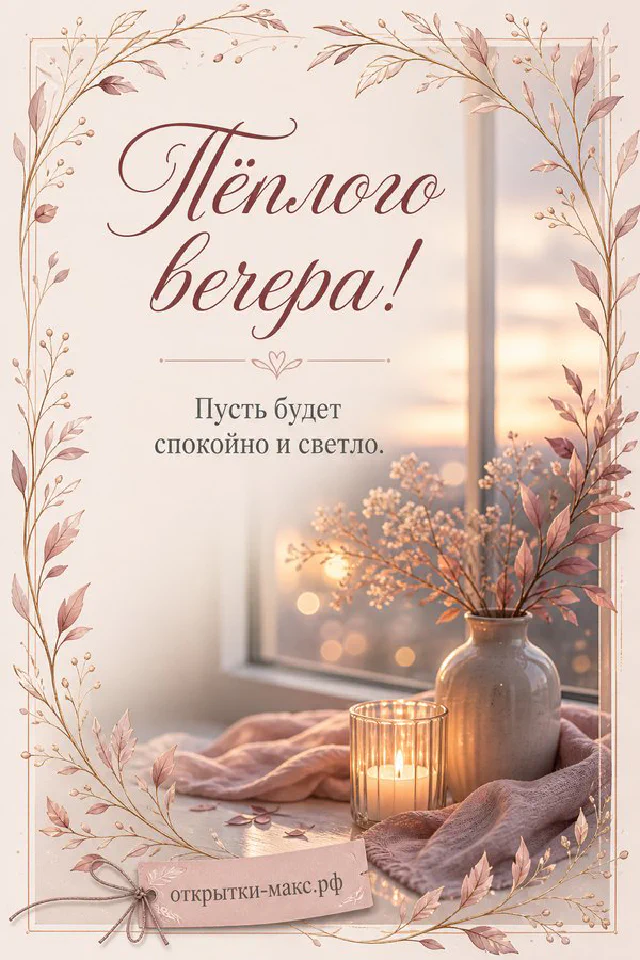Синяя кружка кофе на подоконнике рядом с тюлем, за окном вечернее небо города — вариант 5