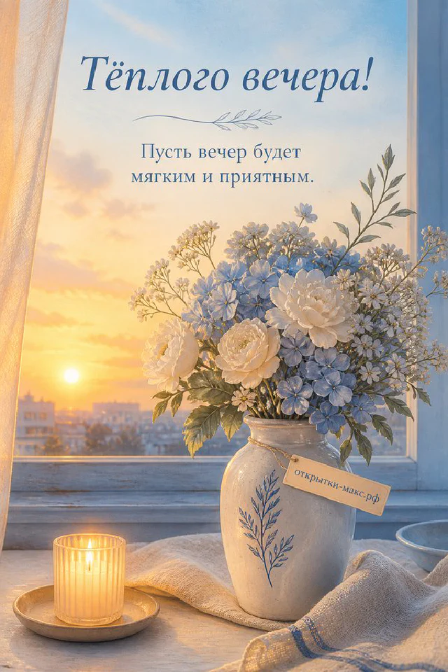 Зелёный конверт с сухим цветком, горящая свеча и ваза с сухоцветами на светлом столе — вариант 5