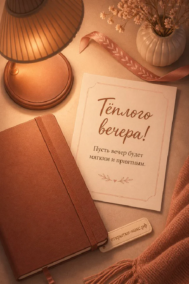 Зелёный конверт с сухим цветком, горящая свеча и ваза с сухоцветами на светлом столе — вариант 6