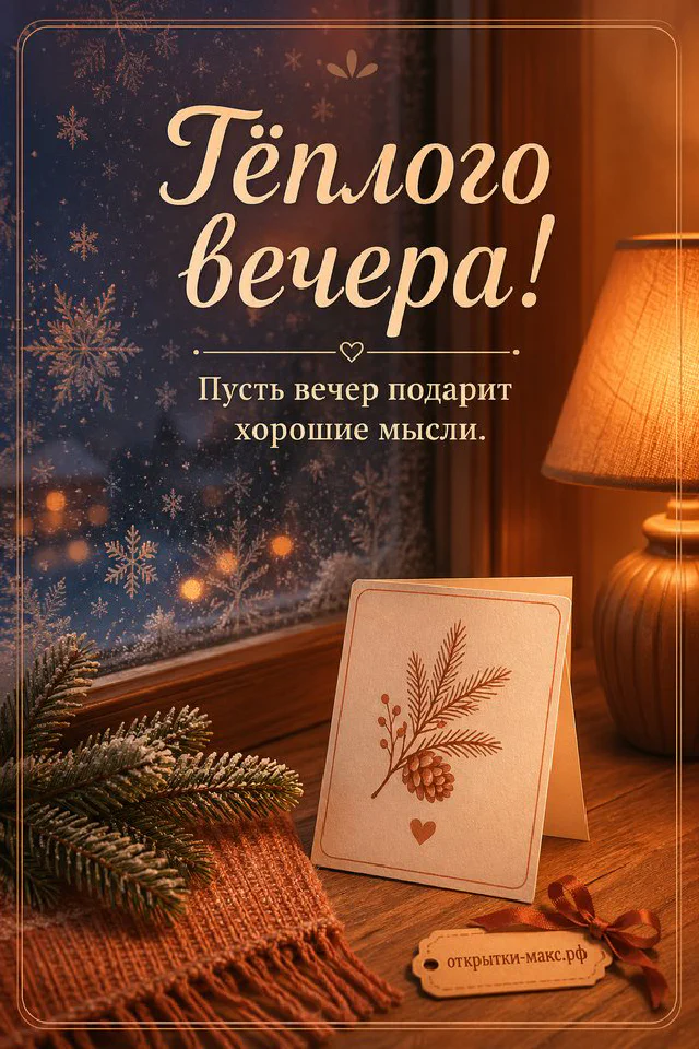 Терракотовый фонарь и хвойные ветки на фоне окна с морозными снежинками — вариант 8