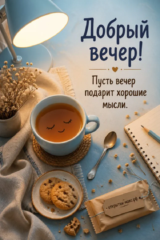 Ветки цветущей яблони у окна на закатном небе, свеча и маленькая открытка с цветами на деревянном подоконнике — вариант 7