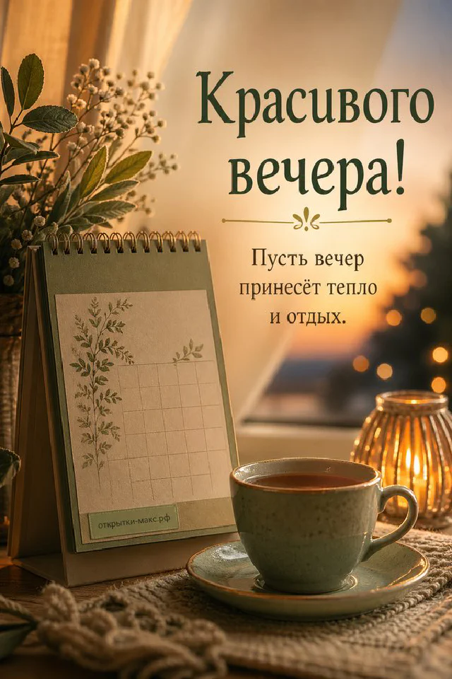 Букет розовых и белых тюльпанов в вазе у окна с видом на вечерний город и зажжённым фонарём — вариант 2