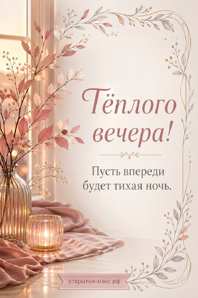 Ваза с сухими ветками у окна с гирляндой и пледом в осенних тонах — вариант 2