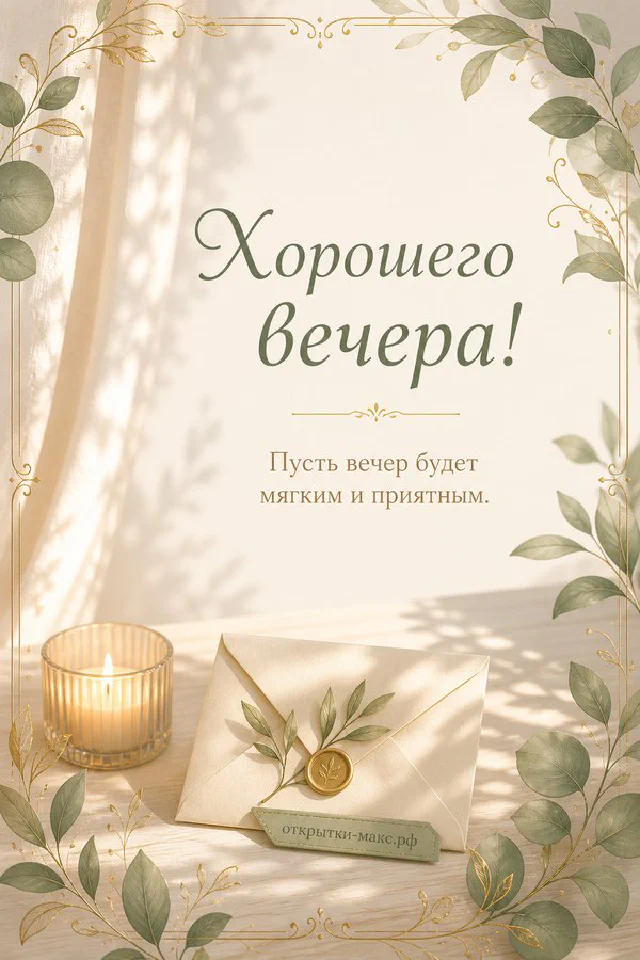 Чашка чая и открытая книга с жёлтыми цветами у окна с закатом, акварельный стиль — вариант 2