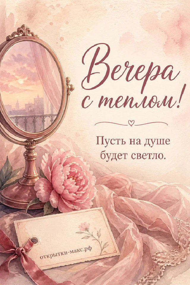 Пышный букет голубой и белой сирени в расписной вазе на подоконнике у летнего окна с видом на закатный город — вариант 7