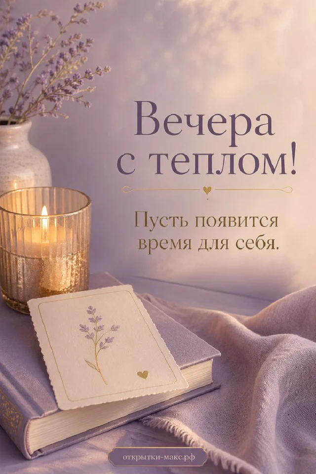 Большая кремовая свеча с лавандовым орнаментом на книге рядом с сухими веточками лаванды и мягкой тканью на фиолетовом фоне — вариант 4