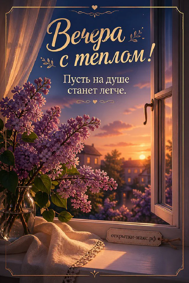 Ваза с белыми цветами и горящая свеча на фоне ночного города с молодым месяцем и звёздным небом через открытое окно — вариант 3