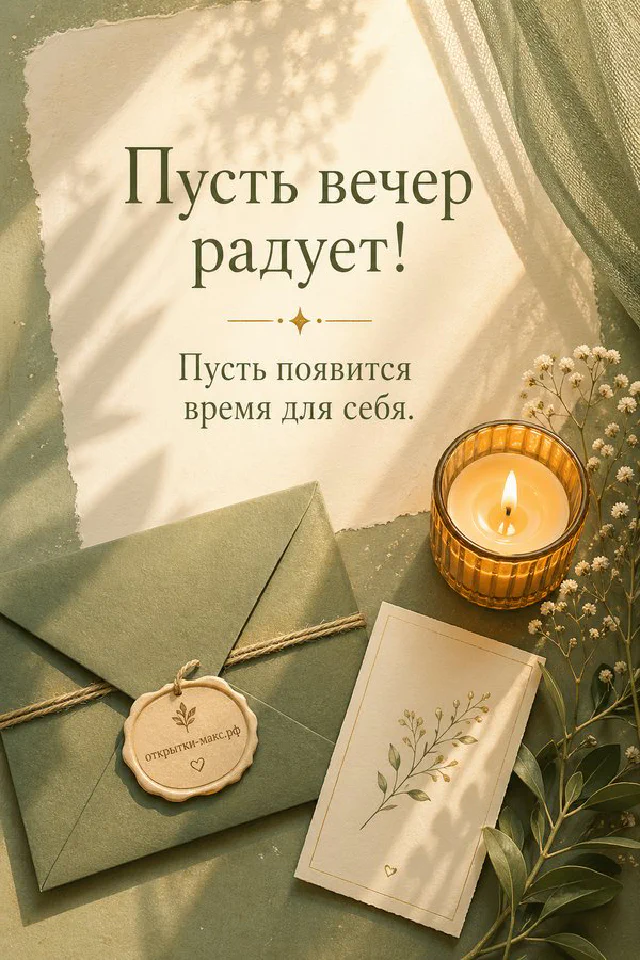 Розовый конверт с иллюстрацией поля перевязан лентой, венок из сухоцветов на светлом фоне — вариант 3