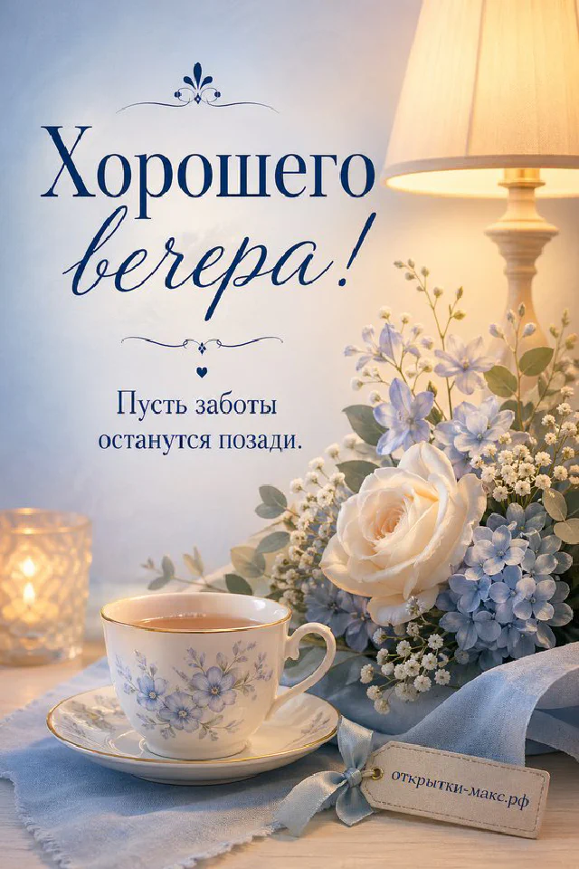 Акварельный кот в розовом кресле с кружкой под клетчатым пледом, рядом фонарь и лаванда — вариант 6