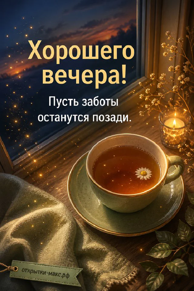 Акварельный кот в розовом кресле с кружкой под клетчатым пледом, рядом фонарь и лаванда — вариант 7