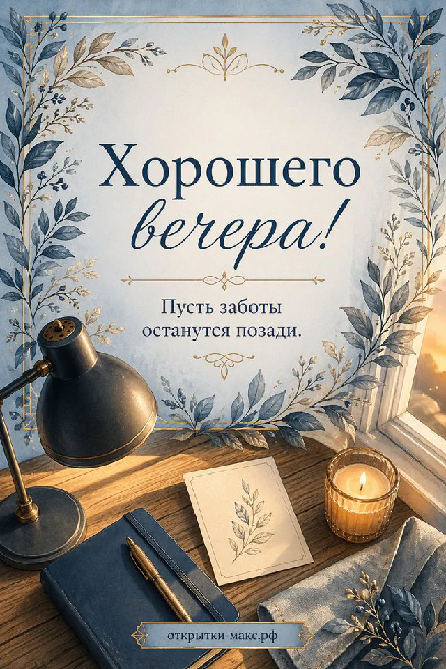 Акварельный кот в розовом кресле с кружкой под клетчатым пледом, рядом фонарь и лаванда — вариант 8