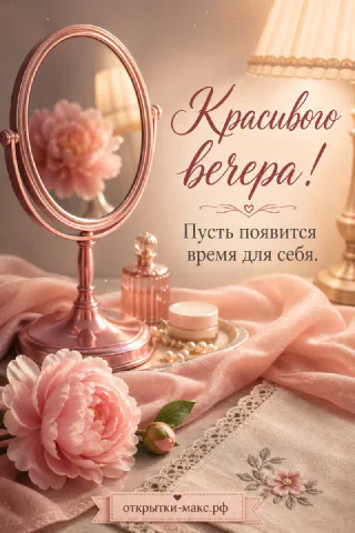 Элегантное розовое зеркало, розовый пион, флакон духов и жемчужные украшения на шёлке