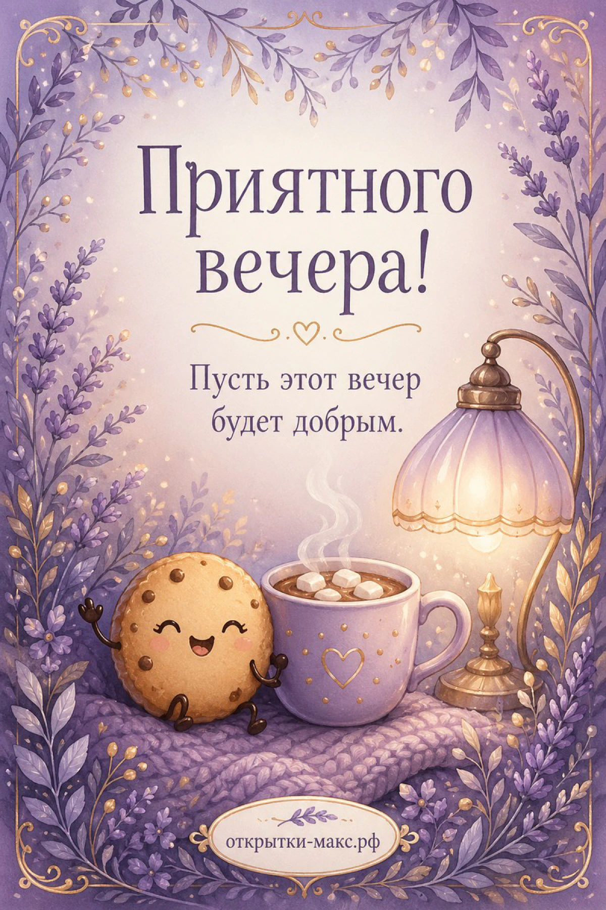 Вечернее небо с луной над тихими крышами и открытка на подоконнике