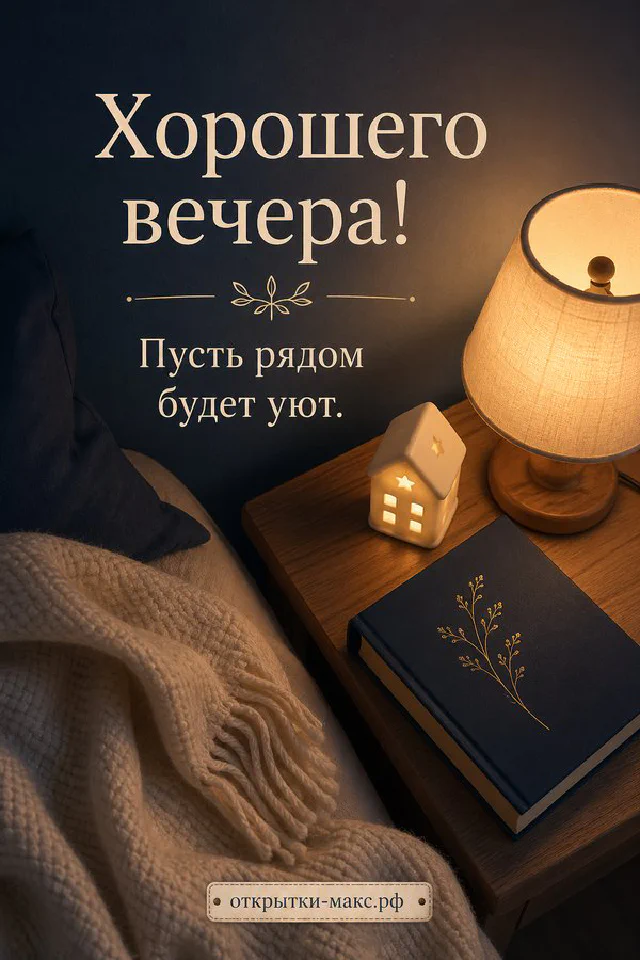 Вечерний город с месяцем за деревянным окном, старинная открытка и ваза с цветами — вариант 8