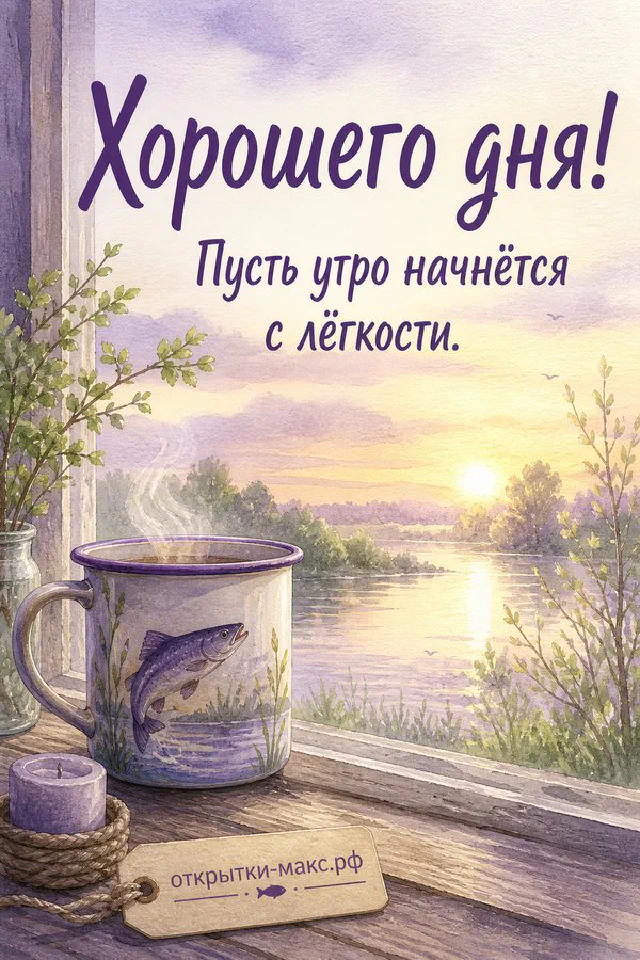 Чашка чая с лимоном и рабочие инструменты на деревянном столе с надписью Хорошего дня — вариант 3