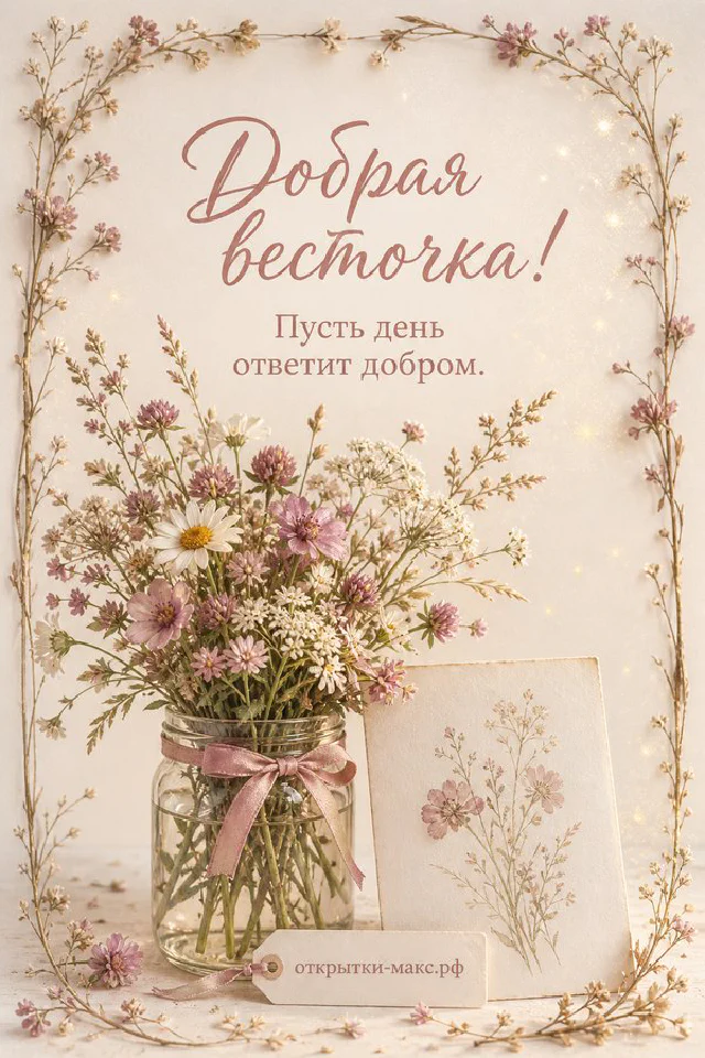 Открытка добрая весточка с зелёными книгами, круглыми очками и кружкой кофе на столе с листьями — вариант 2