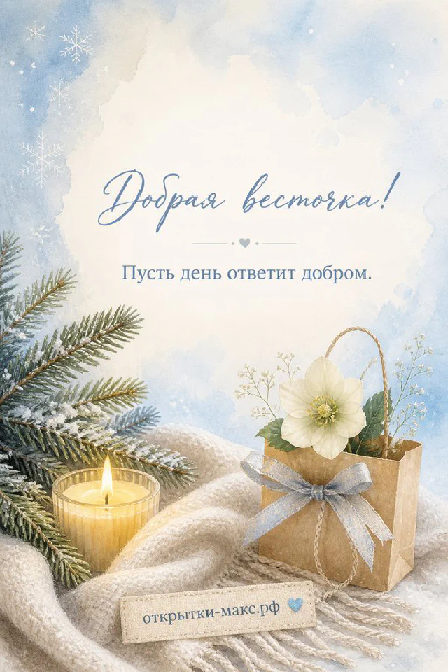 Открытка добрая весточка с зелёными книгами, круглыми очками и кружкой кофе на столе с листьями — вариант 4
