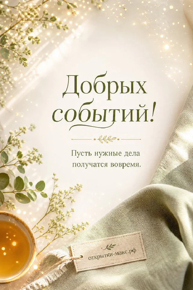 Кружка чая на блюдце рядом с настольным акварельным календарём и листком с логотипом на бежевом фоне — вариант 2