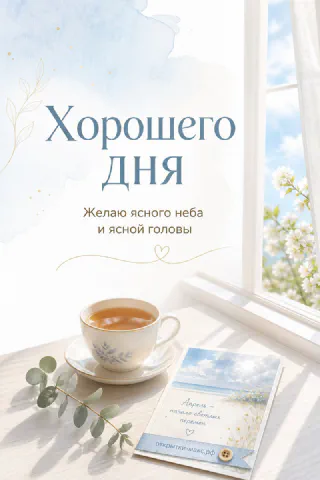 Дорога в мягком утреннем свете и открытка на переднем плане