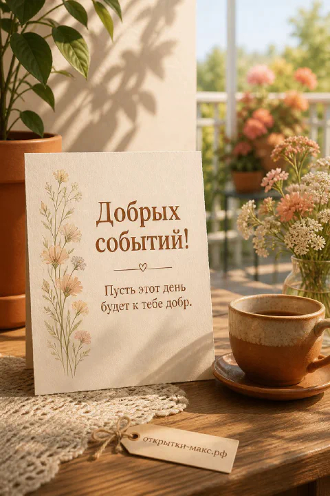Дорога в мягком утреннем свете и открытка на переднем плане