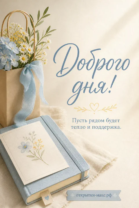 Дорога в мягком утреннем свете и открытка на переднем плане