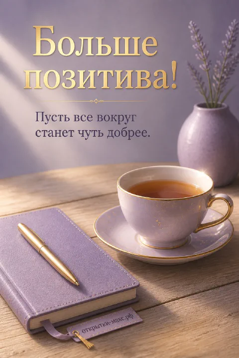 Дорога в мягком утреннем свете и открытка на переднем плане