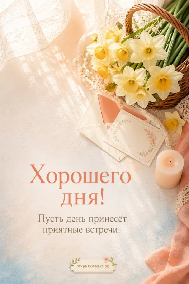 Большая кружка кофе со спящим лицом и шоколадным печеньем в тёплой цветочной рамке с надписью Хорошего дня — вариант 6