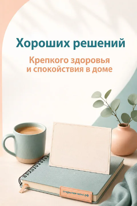 Кружка кофе, ежедневник с пустой карточкой и цветок в вазе на пастельном фоне