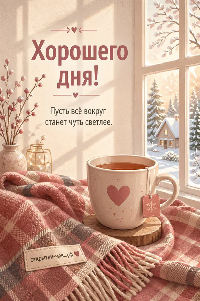 Открытка с гаечным ключом, молотком и терракотовым стаканом кофе на деревянном верстаке в акварельной рамке — вариант 2
