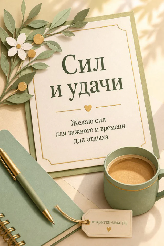 Открытка с латунным компасом и зелёным блокнотом на старинной карте с конвертом на светлом фоне — вариант 3