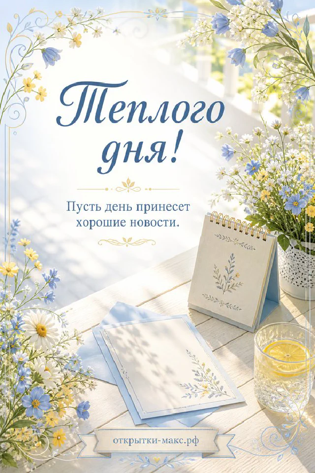 Открытка с акварельным лавандовым орнаментом, белой фарфоровой тарелкой на льняной ткани — вариант 2