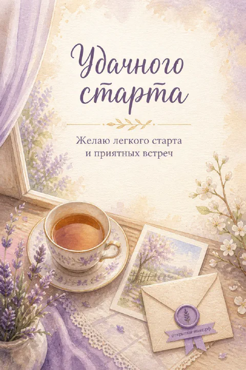 Маленький конверт, цветок и спокойный фон для теплого пожелания